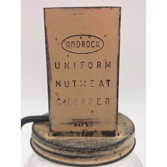 Androck Vintage Uniform Nutmeat Chopper Glass Jar Crank Handle Classic Kitchen T - Picture 5 of 5